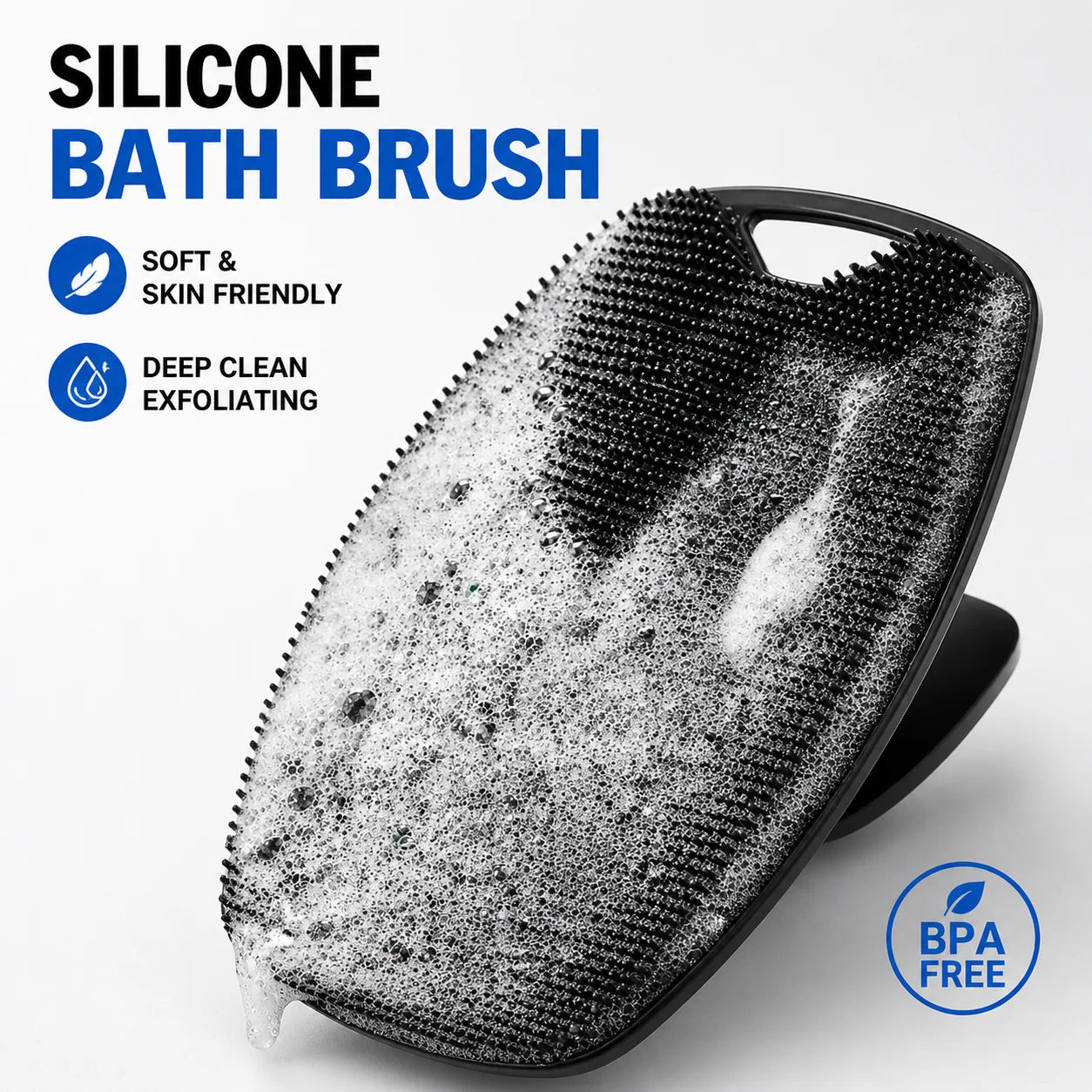 Soft Silicone Bath Body Brush Exfoliating Shower Scrubber Deep Cleaning Back Massage Sponge for Home Bathroom Spa Care
